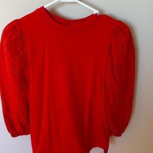 A New Day Red Blouse with Puff Sleeves